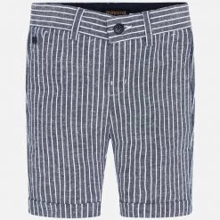 Mayoral 2 Piece Cotton Shirt And Linen Shorts With Bow Tie Mini