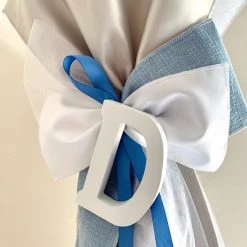 KaterinasDesigns Blue And Silver Upright Bow Personalized Lambatha - 3ft