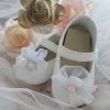 KaterinasDesigns Girls Baptismal White Leather Soft Sole Shoe