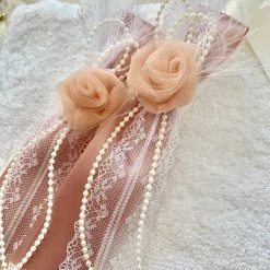 KaterinasDesigns Rose Gold Pearl 2 Small Candles Alter Table Candles