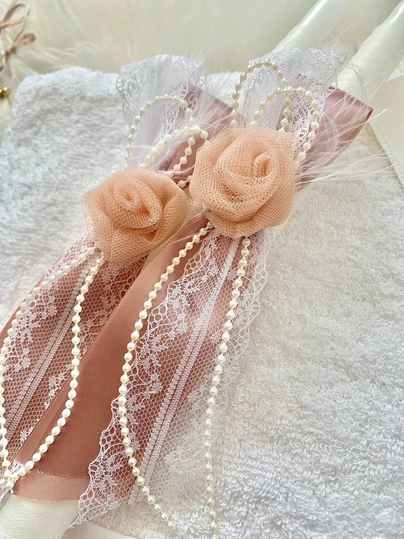 KaterinasDesigns Rose Gold Pearl 2 Small Candles Alter Table Candles 4 KaterinasDesigns Rose Gold Pearl 2 Small Candles Alter Table Candles