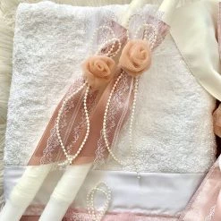 KaterinasDesigns Rose Gold Pearl 2 Small Candles Alter Table Candles