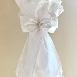 KaterinasDesigns White Lace Upright Bow Lambatha Lambathes