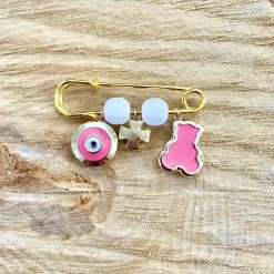 KaterinasDesigns Large Pink Mati, Cross, And Bear Filaxto/ Good Luck Charm Girls