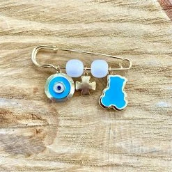 KaterinasDesigns Large Blue Mati, Cross, And Bear Filaxto / Good Luck Charm