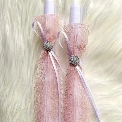 KaterinasDesigns Alter Table Candles Rose Gold And White Lace 2 Small Candles