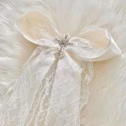 KaterinasDesigns Lambathes Ivory And White Lace Crystal Cross Lambatha