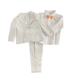 Stella Grey And Orange Linen Baptismal Suit Boys Baptismal Outfits