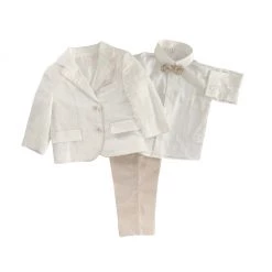 Stella Ivory Beige Lining Baptismal Suit Boys Baptismal Outfits