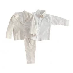 Stella Beige Cotton Baptismal Suit Boys Baptismal Outfits