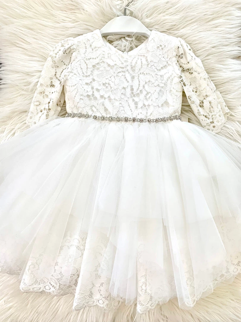Girls Baptismal Teter Warm White Laced Hem Dress 4 Girls Baptismal Teter Warm White Laced Hem Dress
