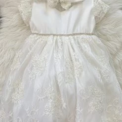 KaterinasDesigns Girls Baptismal Silk Lace Dress