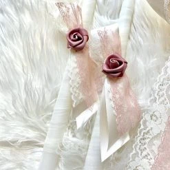 KaterinasDesigns Rose Gold And Ivory Lace Floral 2 Small Candles