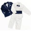KaterinasDesigns Boys Baptismal Outfits Greek Cotton Navy Baptismal Suit