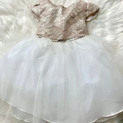 Jolene Champagne Lace Baptismal Dress Girls Baptismal Outfits