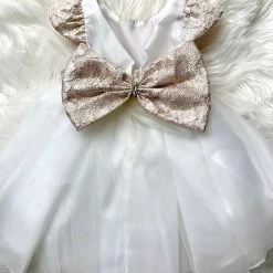 Jolene Champagne Lace Baptismal Dress Girls Baptismal Outfits