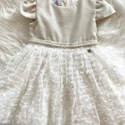 KaterinasDesigns Girls Baptismal Diamond And Pearl Dress