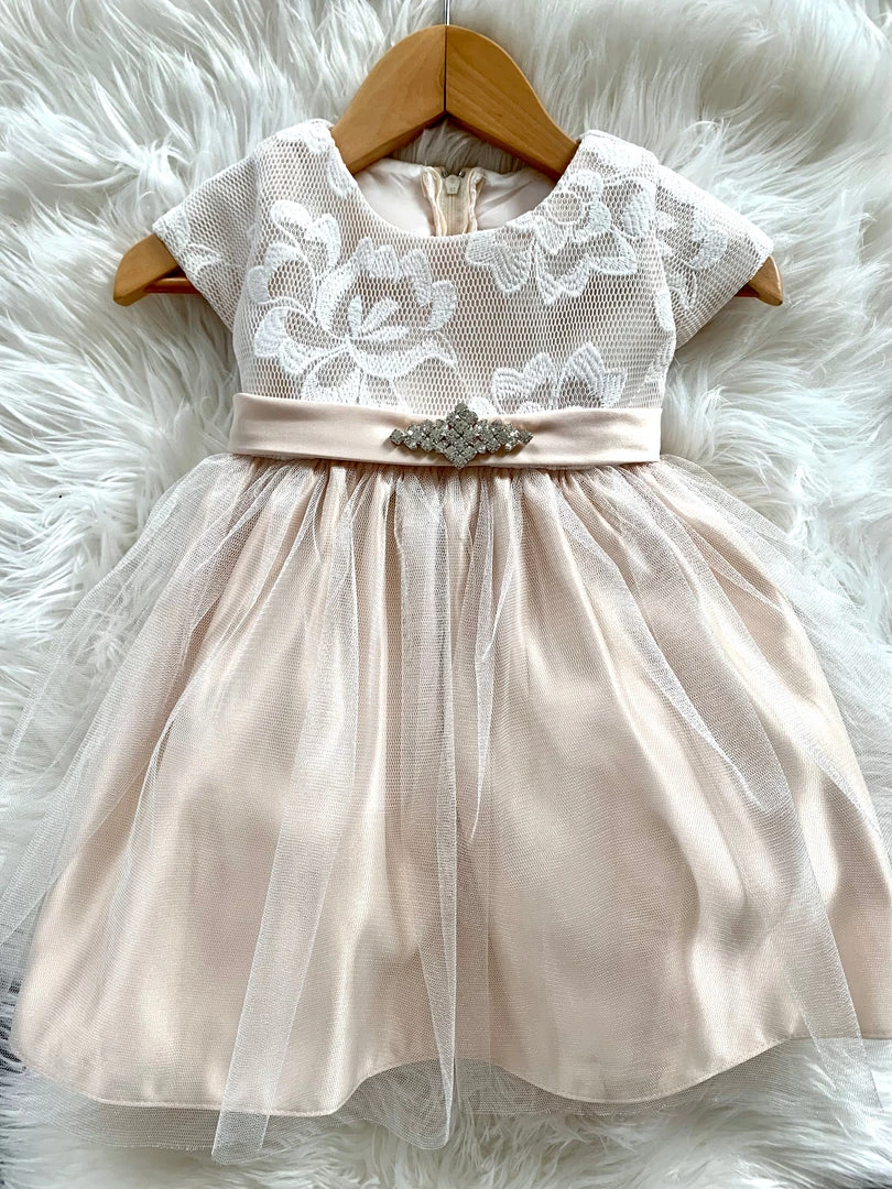 KaterinasDesigns Girls Baptismal Champagne Lace Diamond Dress 3 KaterinasDesigns Girls Baptismal Champagne Lace Diamond Dress