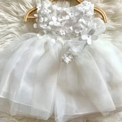 Jolene White Floral Dress Girls Baptismal