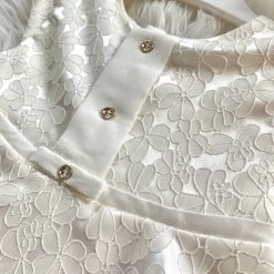 KaterinasDesigns Girls Baptismal White Floral Print Dress