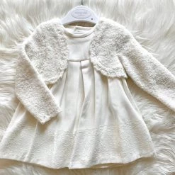 Mayoral Girls Baptismal Outfits Off-White Wool Cardigan Dress