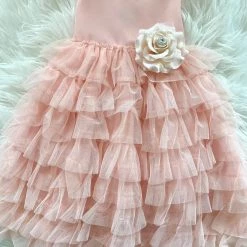 KaterinasDesigns Girls Baptismal Outfits Rose Pink Layered Baptismal Dress