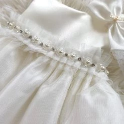 KaterinasDesigns Off-White Diamond And Pearl Baptismal Dress