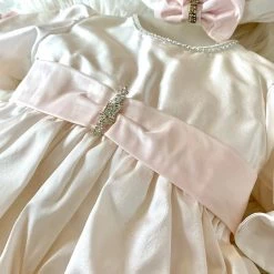 KaterinasDesigns Girls Baptismal Outfits Baby Pink Puckered Baptismal Dress
