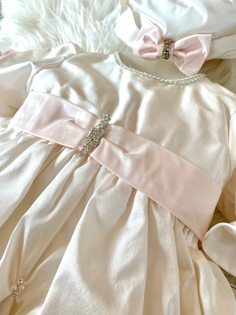 KaterinasDesigns Girls Baptismal Outfits Baby Pink Puckered Baptismal Dress 4 KaterinasDesigns Girls Baptismal Outfits Baby Pink Puckered Baptismal Dress