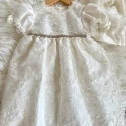 KaterinasDesigns Floral Lace Diamond Dress Girls Baptismal