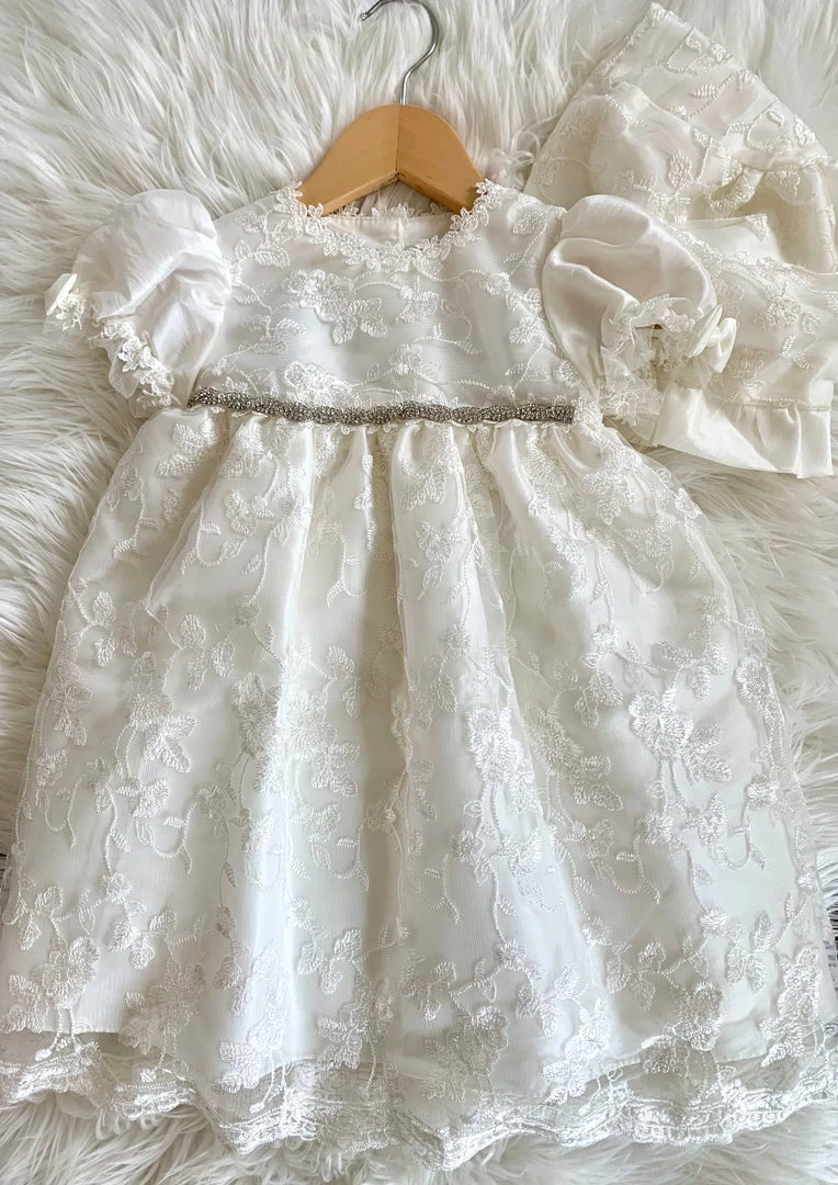KaterinasDesigns Floral Lace Diamond Dress Girls Baptismal 3 KaterinasDesigns Floral Lace Diamond Dress Girls Baptismal