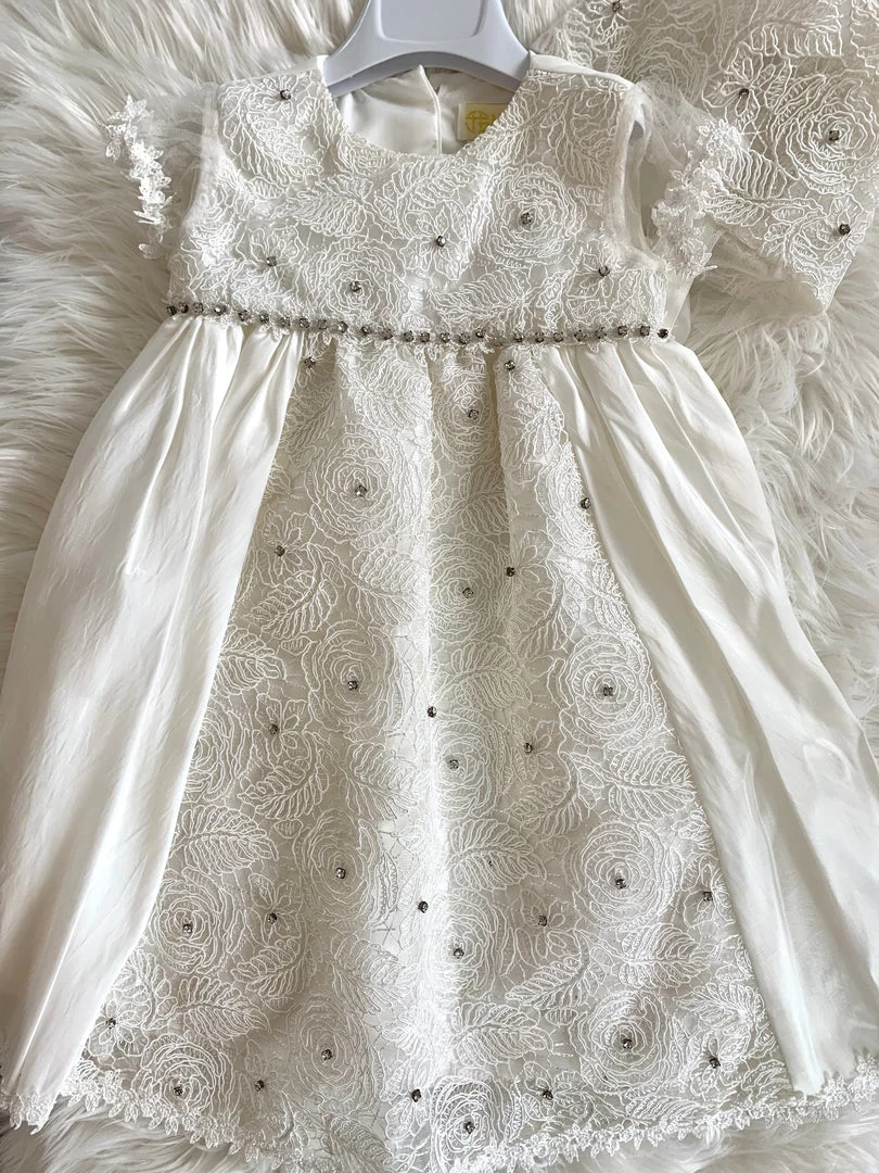 KaterinasDesigns Girls Baptismal Outfits Floral Lace Diamond Baptismal Dress 3 KaterinasDesigns Girls Baptismal Outfits Floral Lace Diamond Baptismal Dress
