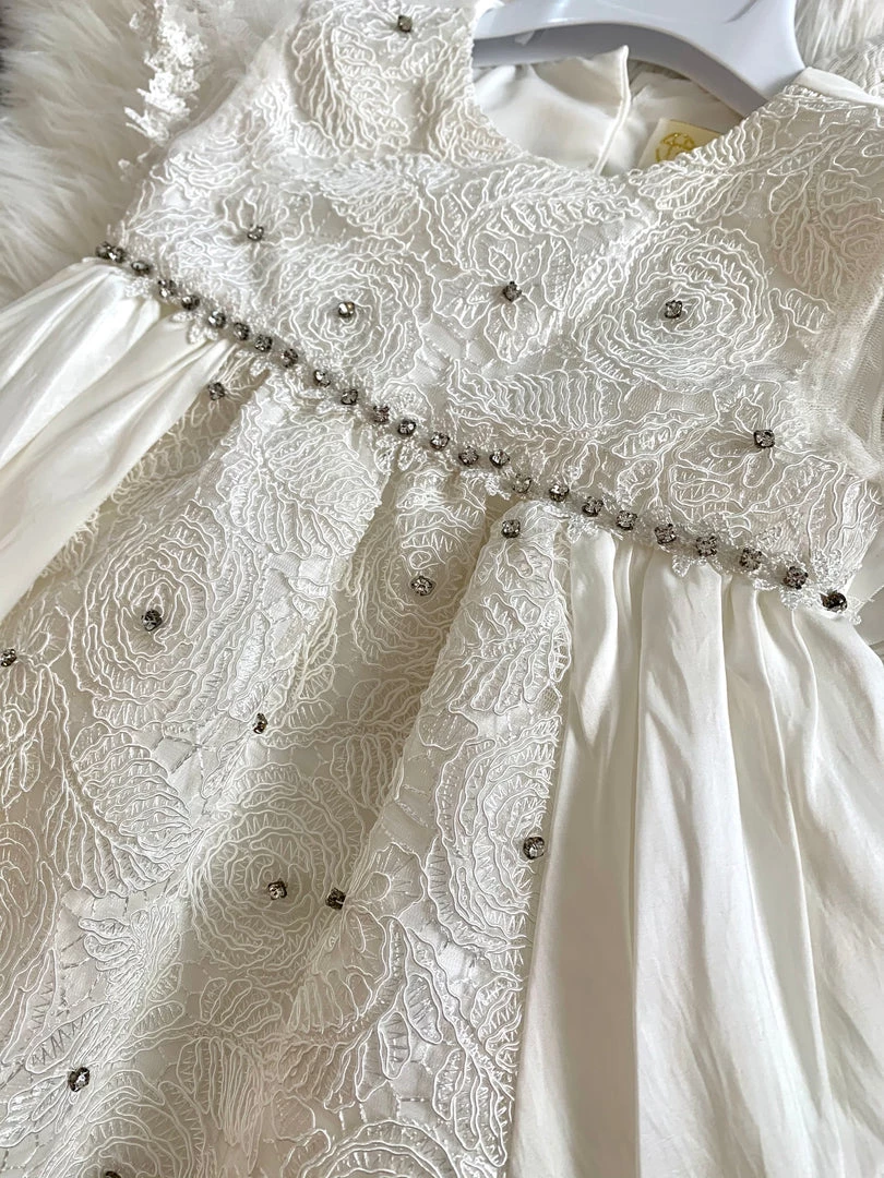 KaterinasDesigns Girls Baptismal Outfits Floral Lace Diamond Baptismal Dress 4 KaterinasDesigns Girls Baptismal Outfits Floral Lace Diamond Baptismal Dress