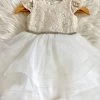 Teter Warm Off-White And Gold Layered Baptismal Dress Girls Baptismal Outfits