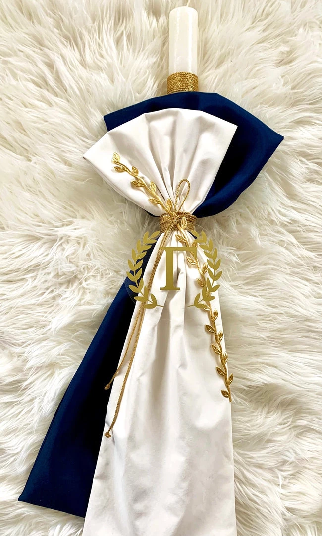 KaterinasDesigns Navy And Gold Olive Vine Leaf Personalized 3ft Lambatha Lambathes 3 KaterinasDesigns Navy And Gold Olive Vine Leaf Personalized 3ft Lambatha Lambathes