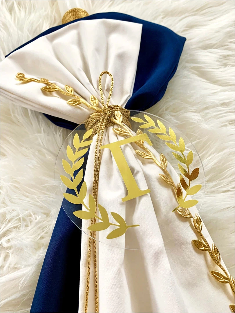 KaterinasDesigns Navy And Gold Olive Vine Leaf Personalized 3ft Lambatha Lambathes 4 KaterinasDesigns Navy And Gold Olive Vine Leaf Personalized 3ft Lambatha Lambathes