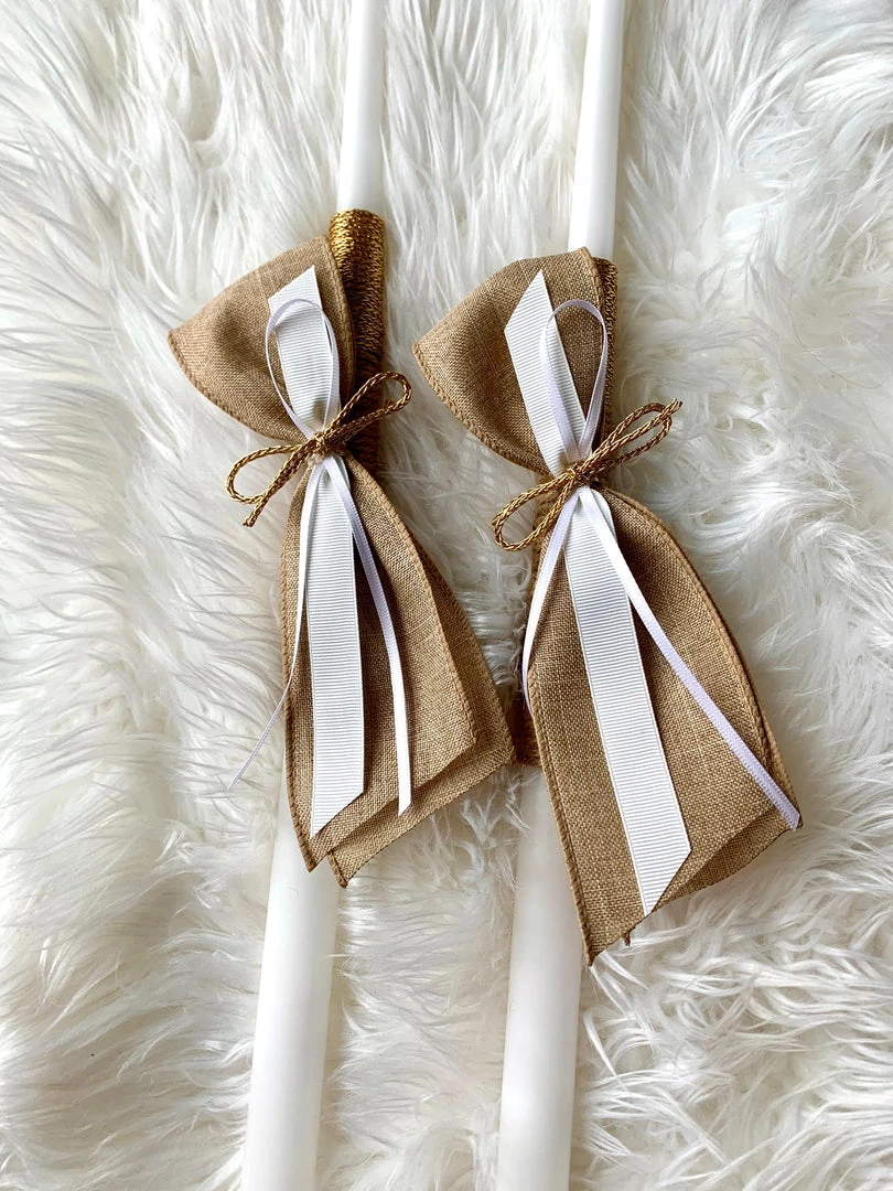 KaterinasDesigns Burlap And Gold 2 Small Candles Alter Table Candles 3 KaterinasDesigns Burlap And Gold 2 Small Candles Alter Table Candles