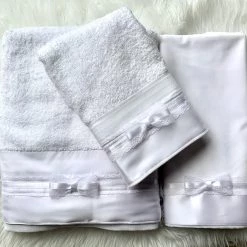 KaterinasDesigns White Lace Bow Ladopano Set Girls Ladopana