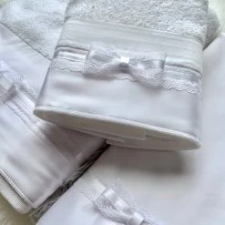 KaterinasDesigns White Lace Bow Ladopano Set Girls Ladopana