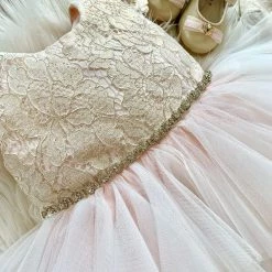 Girls Baptismal Outfits Teter Warm Baby Pink And Gold High Low Baptismal Dress