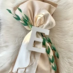 KaterinasDesigns Boys Baptismal Burlap And Natural Personalized Olive Vine Lambatha