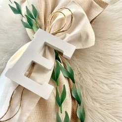 KaterinasDesigns Boys Baptismal Burlap And Natural Personalized Olive Vine Lambatha