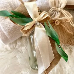 KaterinasDesigns Burlap And Natural Olive Vine Oil Bottle Set