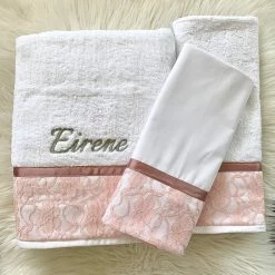 KaterinasDesigns Rose Gold Lace And Ribbon Embroidered Ladopano Set Girls Ladopana