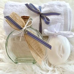 KaterinasDesigns Beige And Navy Striped Oil Bottle Set