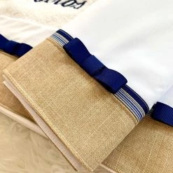 KaterinasDesigns Beige And Navy Striped Embroidered Ladopano Set Boys Ladopana