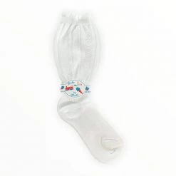 Stella Accessories Girls White Cotton Knee High Socks - Size 2 (EU.23/24)
