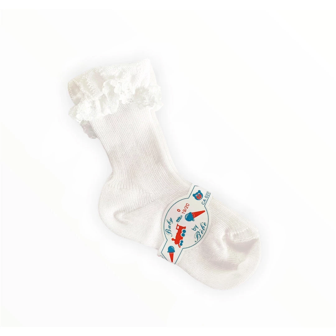 Stella Accessories Girls White Cotton Socks - Size 0 (EU.19/20) 3 Stella Accessories Girls White Cotton Socks - Size 0 (EU.19/20)