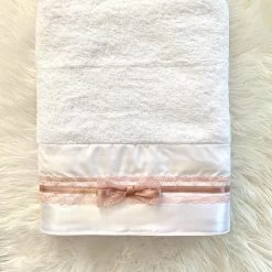 KaterinasDesigns Girls Ladopana Rose Gold Lace Bath Towel