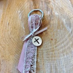 KaterinasDesigns Girls Baptismal Rose Gold Keychain Martyiko/Witness Pin